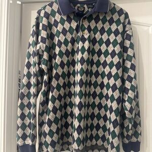 Dockers Navy and Green Argyle Polo